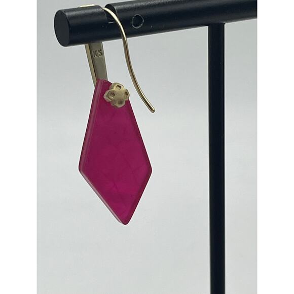 Kendra Scott Gianna Gold Plated Drop Dangle Earrings in Bright Pink Fuschia - Picture 9 of 11